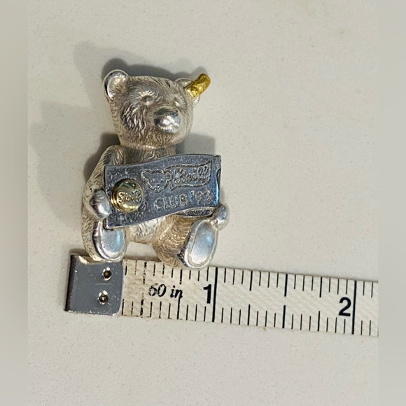 1993 Steiff Club Sterling Silver/Gold Teddy Bear Pin - Picture 7 of 7